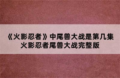 《火影忍者》中尾兽大战是第几集 火影忍者尾兽大战完整版